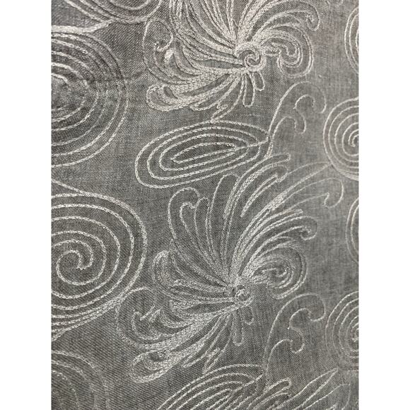 Lina Tomei Linen Embroidered Front Taupe Dress Pockets Classy Comfort Size L - Picture 4 of 8